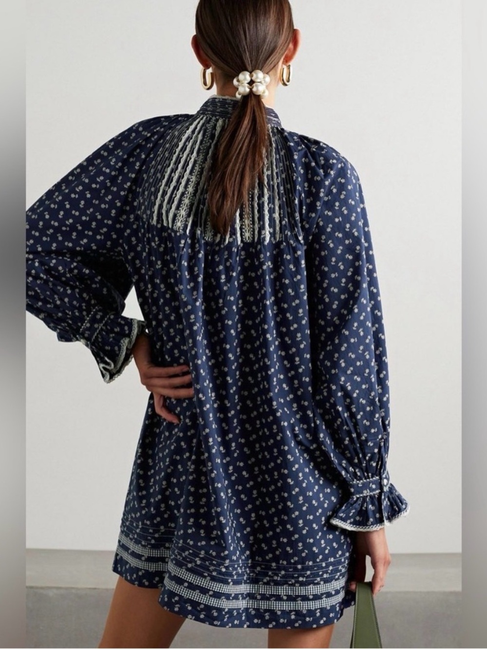 DOEN Navy Beatrice long sleeve floral dress - Picture 2 of 12